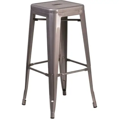 30.25 in. Clear Coated Metal Bar Stool