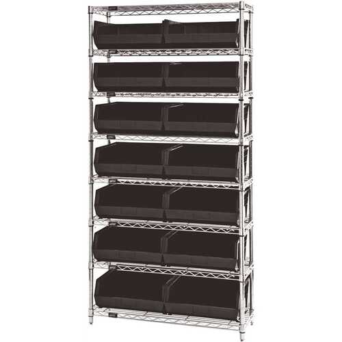 Giant Open Hopper 36 in. x 14 in. x 74 in. Wire Chrome Heavy Duty 8-Tier Industrial Shelving Unit