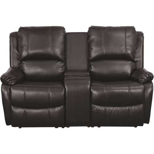 63 in. Black Faux Leather 2-Seater Bridgewater Sofa with Square Arms