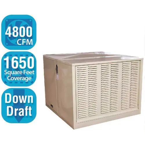 Hessaire RM4808D-B 4,800 CFM Down-Draft Rigid Evaporative Cooler for 1,800 sq. ft. (Motor not Included) White