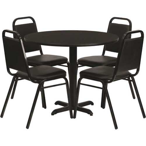 Black Top/Black Vinyl Seat Table and Chair Set