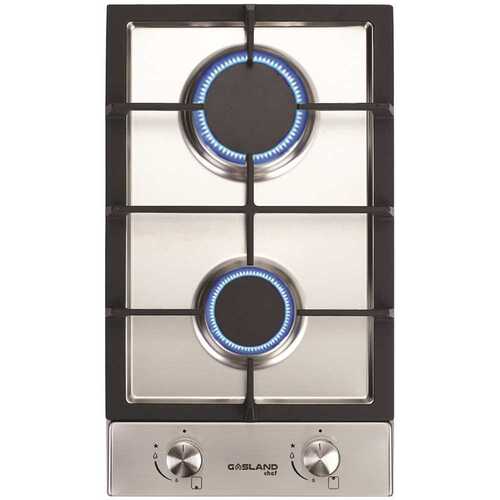 12 in. Built-In Gas Stove Top LPG Natural Gas Cooktop in Stainless Steel with 2-Sealed Burners ETL