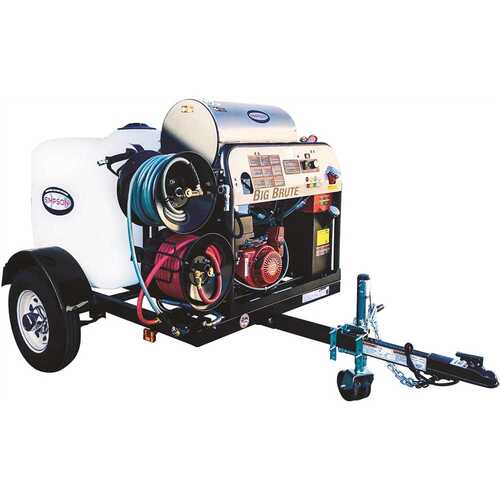 Mobile Trailer 4000 PSI 4.0 GPM Gas Hot Water Professional Pressure Washer with HONDA GX390 Engine