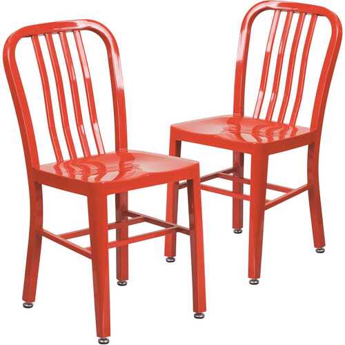 Metal Outdoor Dining Chair in Red