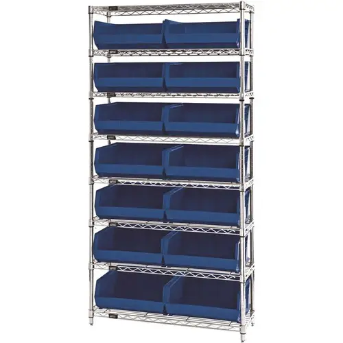 Giant Open Hopper 36 in. x 14 in. x 74 in. Wire Chrome Heavy Duty 8-Tier Industrial Shelving Unit