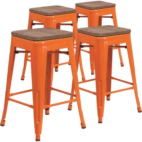 24 in. Orange Bar Stool