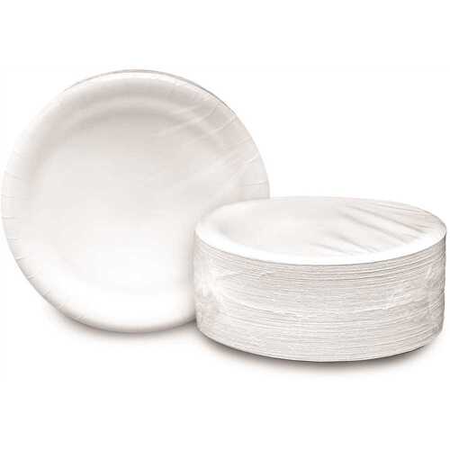 AJM CP9AJ004125A 9 in. White Heavy Duty Ultra Coated Paper Plate (500-Per Case) - pack of 500