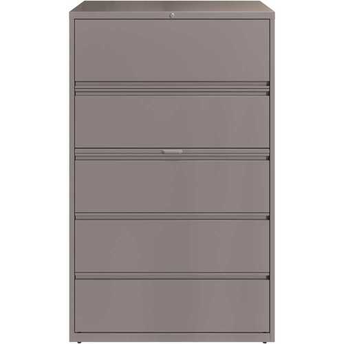 Hirsh Industries 23751 42 in. W Arctic Silver 5-Drawer Lateral File Cabinet with Posting Shelf and Roll-Out Binder Storage