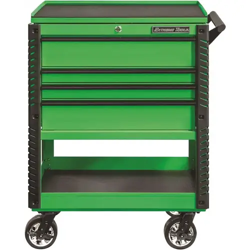 Professional 33 in. Deluxe 4-Drawer Utility Tool Cart with Bumpers in Green