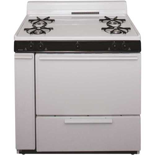 36 in. 3.91 cu. ft. Battery Spark Ignition Gas Range in White