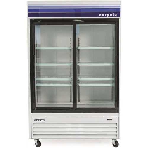 Norpole NPGR2 53 in. W 45 cu. ft. Glass Door Commercial Refrigerator in White and Black