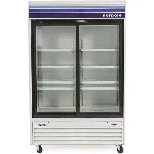 53 in. W 45 cu. ft. Glass Door Commercial Refrigerator in White and Black