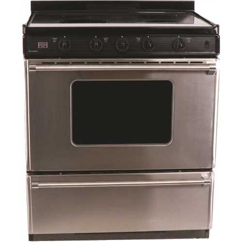 30 in. 3.91 cu. ft. Smooth Top Electric Range in. Stainless Steel 4-Burner Power Cord Sold Separately