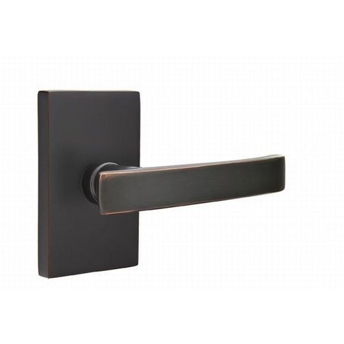 Geneva Lever Right Hand Passage with Modern Rectangular Rose Oil Rubbed Bronze Finish