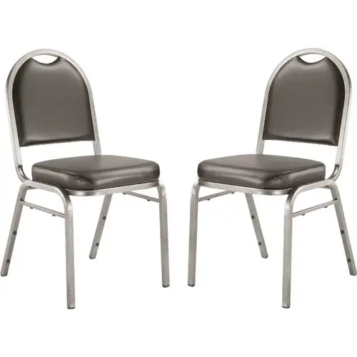 9200-Series Panther Black Seat/Silver Vein Frame Premium Vinyl Upholstered Stack Chair