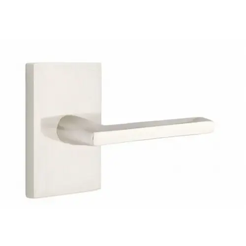 Helios Lever Right Hand Passage with Modern Rectangular Rose Satin Nickel Finish