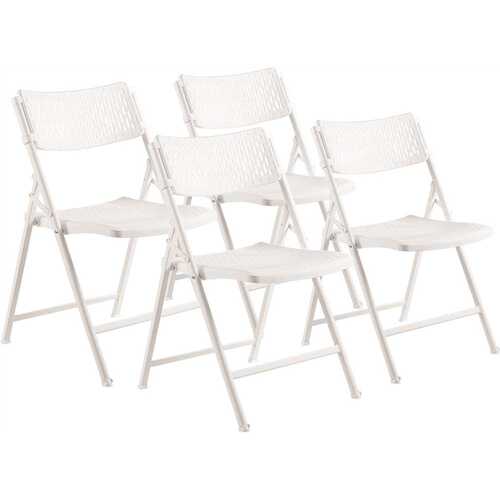 National Public Seating 1421 Oversized 18 in. Premium White Polypropylene Seat, Metal AirFlex Series Folding Chair ( Chairs) - pack of 4