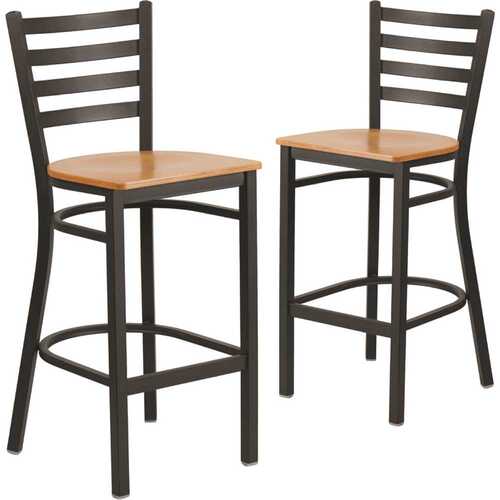 28.75 in. Natural Wood Seat/Black Metal Frame Bar Stool