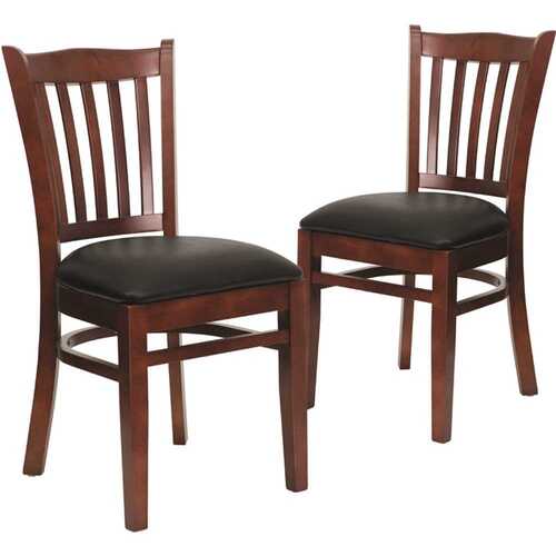 Black Vinyl Seat/Mahogany Wood Frame Restaurant Chairs