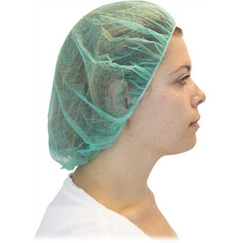 Bouffant Cap,Polypropylene,Green,24", 100/BG-10BG/CS - pack of 1000