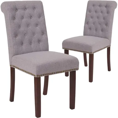 Light Gray Fabric Dining Chairs