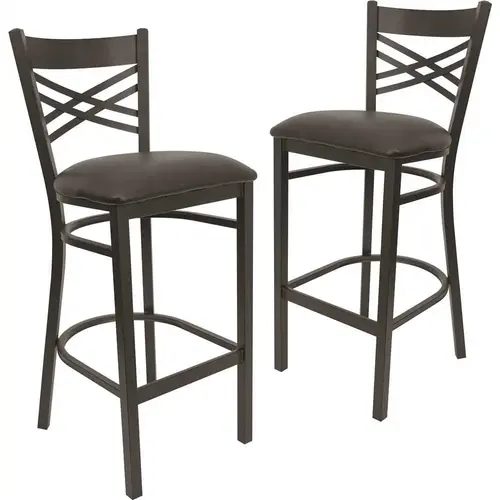 29.5 in. Black Vinyl Seat/Black Metal Frame Bar Stool