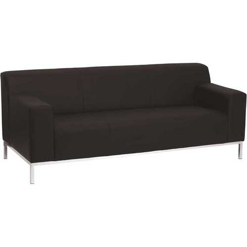 75 in. Square Arm 3-Seater Sofa in Black