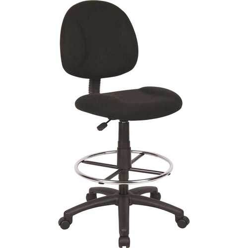 BOSS Office Products B1615-BK Black Fabric Armless Drafting Chair with Seat Height Adjustment