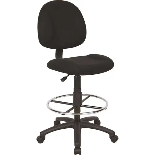 Black Fabric Armless Drafting Chair with Seat Height Adjustment