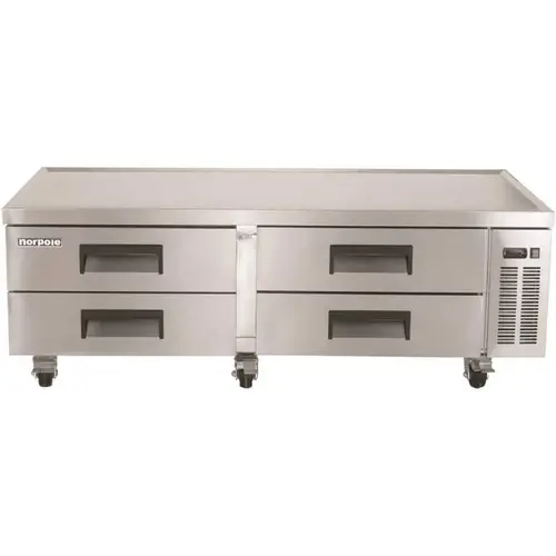 Norpole NPCB-72 16 cu. ft. 4-Drawer Chef Base Commercial Specialty Refrigerator in Stainless Steel