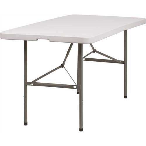 60 in. Granite White Plastic Tabletop Metal Frame Folding Table