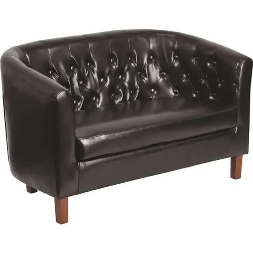 Hercules 49.5 in. Black Faux Leather 2-Seater Loveseat with Flared Arms