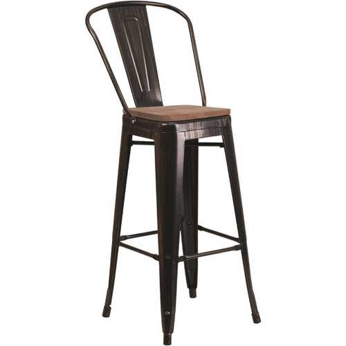 30.5 in. Black-Antique Gold Bar Stool