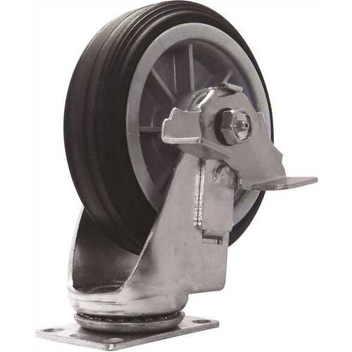 SNAP-LOC SLAC6ATSB 6 in. All-Terrain Solid Rubber Swivel Caster with Brake