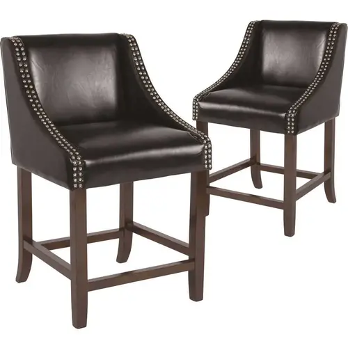 24 in Black Leather Bar Stool Color/Finish Family