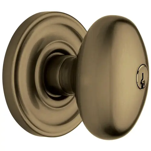 Estate Egg Knob w/Classic Rose Satin Brass & Black