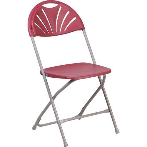 Burgundy Plastic Seat with Metal Frame Folding Chair Red