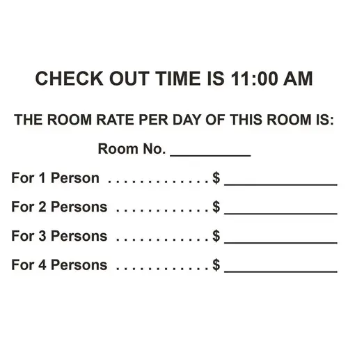 RGI PUBLICATIONS, INC 3583603 ROOM RATE CARDS 100CS