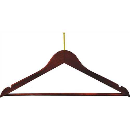 National Brand Alternative HGM-WCT-BTB Mens Hanger Walnut Contoured Locking Bar Ball Top in Brass