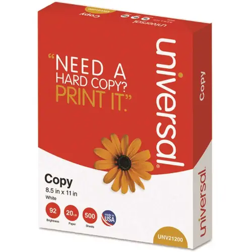 Universal UNV21200 Copy Paper 92 Bright 20 Lb Bond Weight White 10 Reams - pack of 10