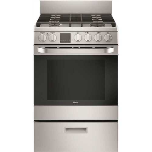Haier QGAS740RMSS 24 in. 2.9 cu. ft. Gas Range with Convection Oven in Stainless Steel