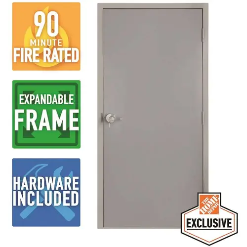 36 in. x 80 in. Left Hand Adjustable Metal Frame and Commercial Door for 4-1/2 in. to 7-3/4 in. Finished Wall Thickness Galvanneal