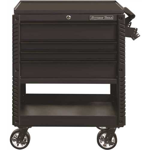 Extreme Tools EX3304TCMBBK Professional 33 in. Deluxe 4-Drawer Tool Utility Cart with Bumpers in Matte Black