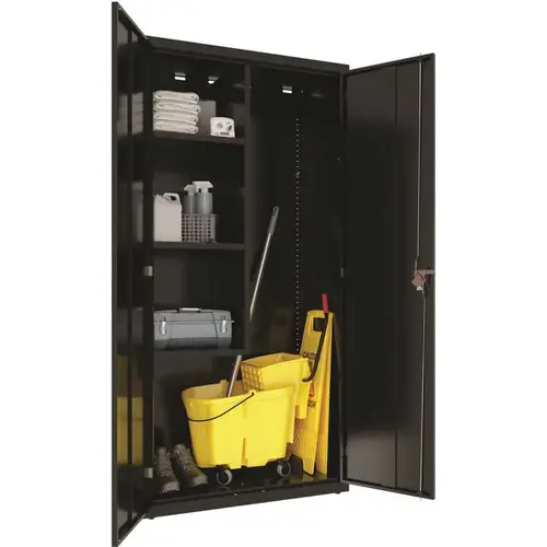 Hirsh Industries 24033 Black Riveted Steel Shelving, 4-Shelf Unit, 18D x 36W x 72H
