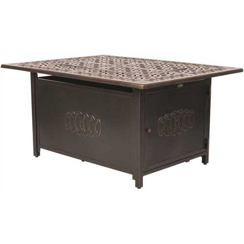 Fire Sense 62743 Dynasty 48 in. x 24 in. Rectangle Aluminum Propane Fire Pit Table in Antique Bronze