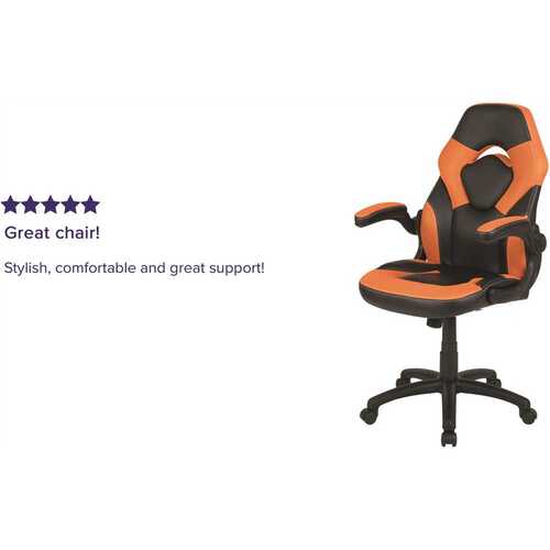 Orange LeatherSoft Upholstery Racing Game Chair