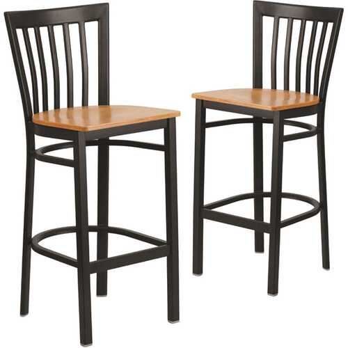 Carnegy Avenue CGA-XU-167428-NA-HD 29 in. Natural Wood Seat/Black Metal Frame Bar Stool