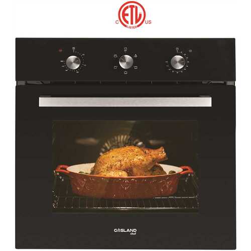 GASLAND Chef ES606MB-N1 24 in. Built-In Single Electric Wall Oven with Cooling Down Fan, ETL in Black Glass