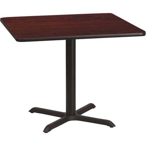 36 in. Square Mahogany Laminate Table Top with 30 in. x 30 in. Table Height Base