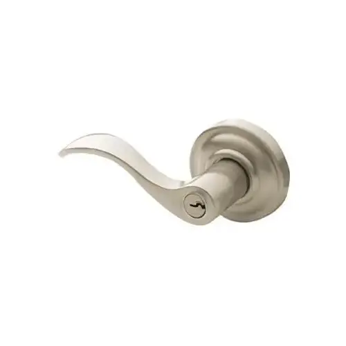 Left Hand 5255 Thick Door Wave Lever Emergency Egress Keyed Entry Lifetime Satin Nickel Finish